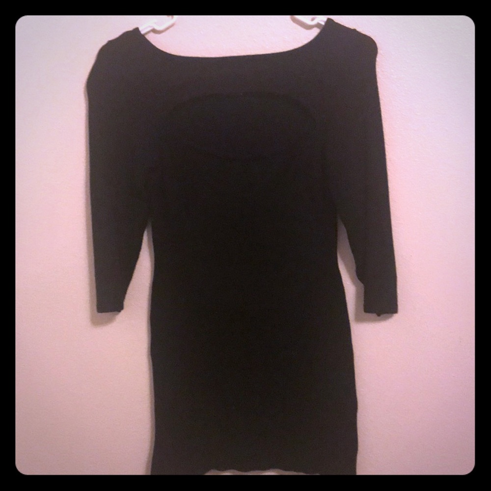 Black long sleeve Bebe sweater dress with keyhole